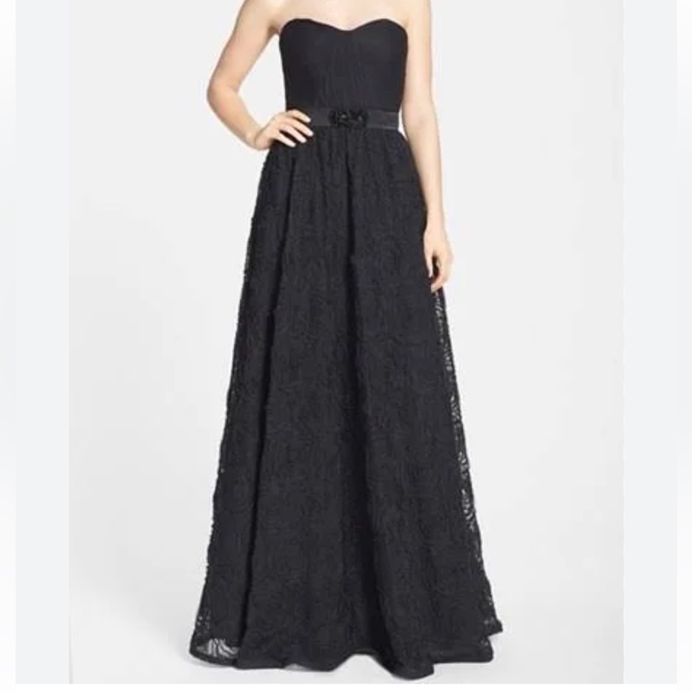 Adrianna Papell Black Pleated Maxi Dress for Night Out